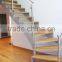 bespoke interior steel L shape stairs with teak steps glass railings