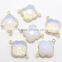 Sterling Silver White Chalcedony Clover Faceted Gemstone Connector