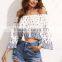 SheIn Latest Blouse In Fashion Tassel Tie Off The Shoulder Cutting Crop Blouse