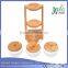 White Ceramic Condiment Jars with Bamboo Lid & 3 tier Bamboo Stand