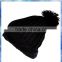 black ribbed knitted winter hat /black long beanie/mohair knitted hat