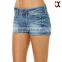 women regular fit distressed garment factory denim trousers mini jeans shorts JXQ1153