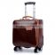 16 inch 4 Wheels Coded Lock Travel Boarding Leather Luggage Bag