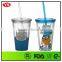 16oz custom bpa free insulated double wall insert plastic straw tumbler
