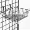 Black Slatwall Pegboard Wire Shallow Basket Display Rack Fixture