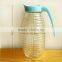 1.5L clear glass water jug bottle with plastic handle lid