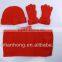 kids mohair red gloves hat and scarf set