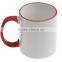 11oz handle and rim color sublimation mug wholesale