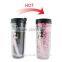 BPA free reusable double wall plastic mug hot color changing