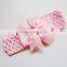 bow shape elastic fabric flower hair headband for kids