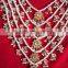 5 line bridal KUNDAN designer pearl GOLD PLATED necklace DANGLER EARRING set