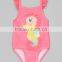 Fashionable Girl Swimwear With Pink Seahorse Ruffle One-Piece Girl Beach Wear Child Clothing G-NP-S905-305
