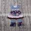 2017 boutique clothing stripe floral print dress match ruffle pants cotton kids clothing