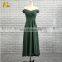 China Supplier Off Shoulder Pleated Green High Low Chiffon Weddings Bridesmaid Dresses