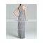 CHEFON Gray vintage maxi dresses Space Dyed Stripe