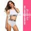 Black White Abstract Sexy Print Bikini Women High Waisted Bandeau Swimsuit