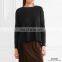 Ladies Black Tie-back ribbed cashmere blend sweater