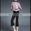 Srping Summer Fashion Flexible Elegant Women Office Lday Slit Bell Bottom Slim Flared 3/4 Georgette slim Pants