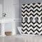I@home Modern Bathroom Polyester Black and White Stripe Shower Curtain and Rug Set Print