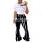 INS Latest Women 2020 Autumn Hot Selling Fashion Striped Printed Bell-Bottomed Pants High Waist Skinny Bodycon Flared Trousers