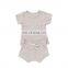 Plain Dyed Boutique Organic Cotton Knitted Ribbed Baby Pajamas Set Wholesale