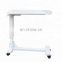 High quality hospital multi-function height adjustable movable folding ABS Plastic Overbed Table