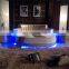 Modern hotel beds with LED lights luxurious master bedroom furniture leather round bed frame