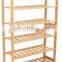 HOME Free Standing Bamboo Shoe Rack with Handles | 6 Tier | Wood | Closets and Entryway | Organizer | Fits 18 Pairs