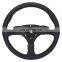 Hot Sale 350mm 330mm PU Leather Frame Black 3 Spoke Jdm Steering Wheel With Button Universal Car Steering Wheel