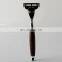 OEM Adjustable Safety Razor Head Bamboo Material Handle Shaving Razor 3 Blade Razor
