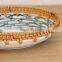 Handwoven Set Of 3 New Rattan tray With Ceramic Centerpiece Round Serving Tray for Table Handwoven Basket Wholesale