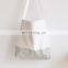 Wholesale OEM high quality natural women zipper contrast color canvas shopping bag custom blank canvas tote bag