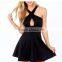 halter neck cross over detail fashion dress sexy bodycon dress lady party dress
