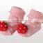 Japan wholesale cute pink strawberry baby sock for girl with creepers