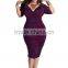 F20095A New fashion fat women dresses deep v neck slim packet hip plus size dress