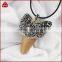 Rhinestone raw shark tooth with zircon paved pendant bead, animal tooth drop pendant jewelry