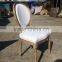 Wooden antique white fabric oval back wedding event chair for sale