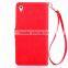 Red / Pink 2015 Leave shape flip cover leather case with straps for Smart phone protective case for Sony Xperia Z2 Z3 Z4
