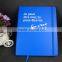 white logo printing blue pu leather A4 business notebook with paper pocket