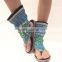Tribal Fabric Sandals, One of a kind vegan friendly hand-dyed ethnic flip flops