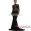 2016 custom Khaki Sheer Glitter Mock Neck Cut Out Back picture blue evening dresses