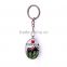 Oem service heart crystal cheap metal keychain with print photo