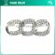 4MM Crystal Rhinestone Ribbon Connector Rhodium Metal Belt Buckle