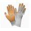 White Cotton Seamless Knit Crinkle Palm Latex Coated Work Gloves for Construction