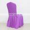 Purple ruffled spandex chair cover for banquet chair
