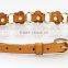 fashion metel chain with pu flower pattern chain belt