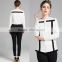 Women New Chiffon Casual Blouse 2016 Black White Patchwork Lady Basic Office Shirt Femme Chemise