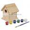 Building painting wooden birdhouse DIY wooden toy for kids