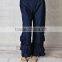 Casual Girls denim pants boutique jeans ruffle pants for kids wide leg kids pants