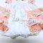 Wholesale sweet& fresh style with embroidery&eyelet lace on sleeve &cotton fabric pink baby girls jumpsuits